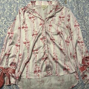 Pink and White Bow Print Pj set